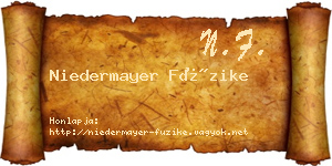 Niedermayer Füzike névjegykártya